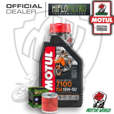 KIT TAGLIANDO 1 LITRO OLIO MOTUL 7100 15W50 FILTRO OLIO HIFLO HF132