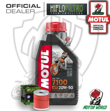 KIT TAGLIANDO 1 LITRO OLIO MOTUL 7100 20W50 FILTRO OLIO HIFLO HF132
