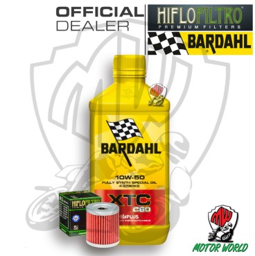 KIT TAGLIANDO 1 LITRO OLIO BARDAHL XTC C60 10W50 FILTRO OLIO HIFLO HF132