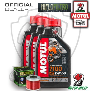 KIT TAGLIANDO 3 LT OLIO MOTUL 7100 15W50 FILTRO Polaris 325 Ranger ETX 2016