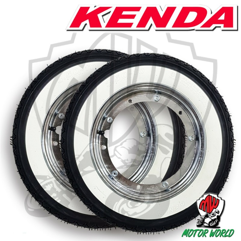 Ruote Vespa 50 Special Kenda K333 fascia bianca 3 00 10 50J COPPIA PIAGGIO