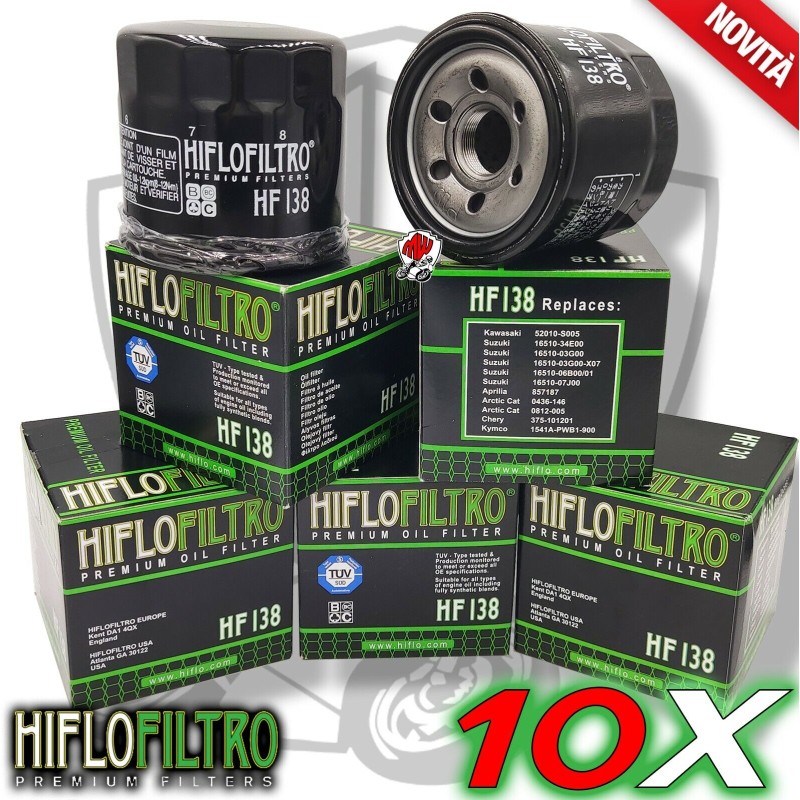 KIT 10 FILTRI FILTRO OLIO HIFLO HF138  Suzuki  AN 650 Burgman Executive 2018 