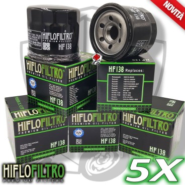 KIT 5 FILTRI FILTRO OLIO HIFLO HF138 Suzuki King Quad 750 AXi Power Steering SE