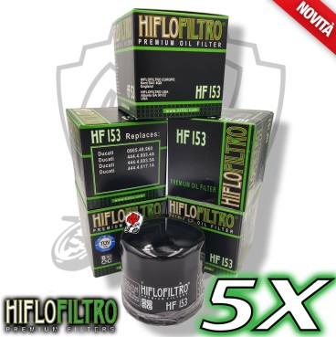 KIT 5 FILTRI FILTRO OLIO HIFLO HF153 Bimota 1198  VLX  2012 2013 2014