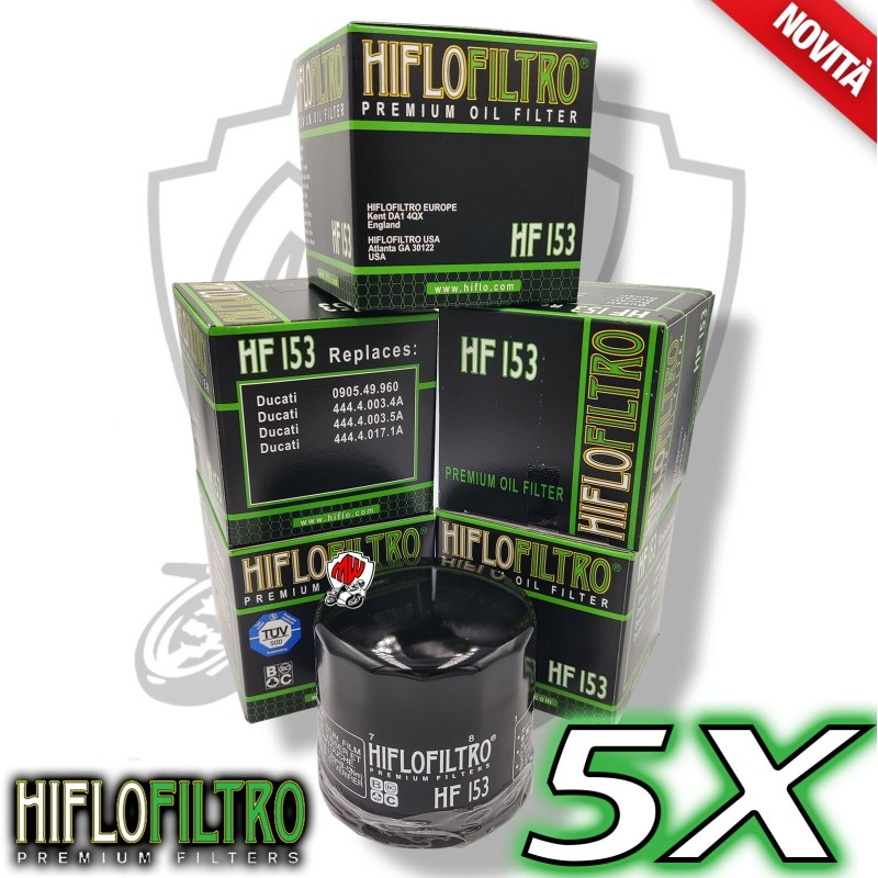 KIT 5 FILTRI FILTRO OLIO HIFLO HF153 Bimota 1198  VLX  2012 2013 2014
