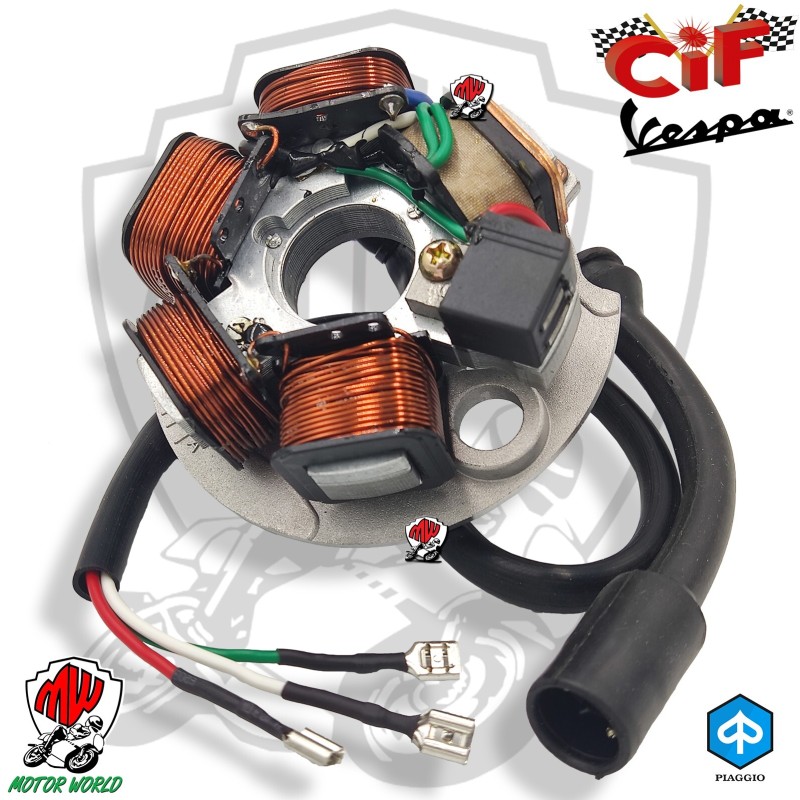 STATORE MAGNETE COMPLETO 3 POLI PIAGGIO APE TM P VESPA FL N PK S XL RUSH 50 125