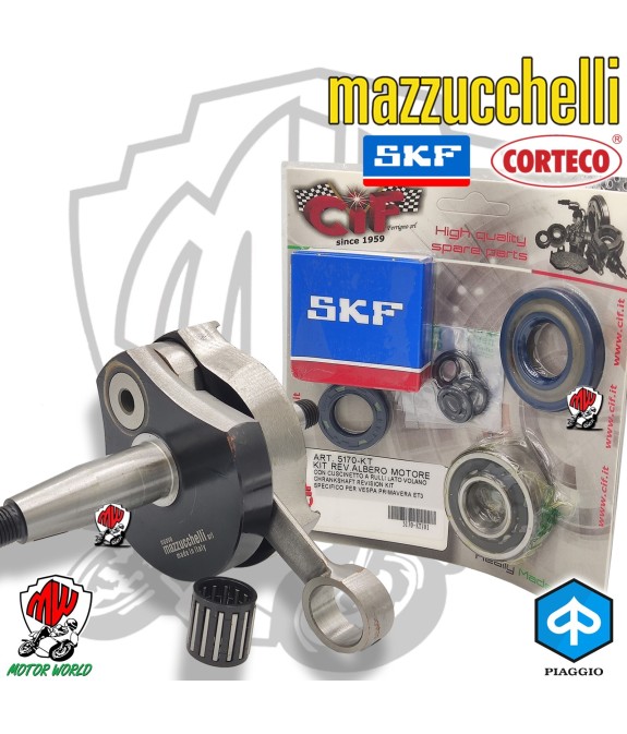 ALBERO MOTORE MAZZUCCHELLI VESPA 50 APE MODIFICA A 125 130 CC CONO 20 CORSA 51
