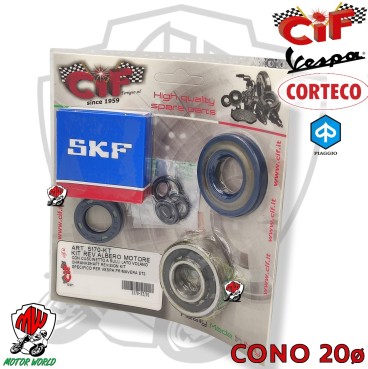 KIT REVISIONE CUSCINETTI PARAOLI O RING BANCO ALBERO MOTORE VESPA PK 50 125 XL