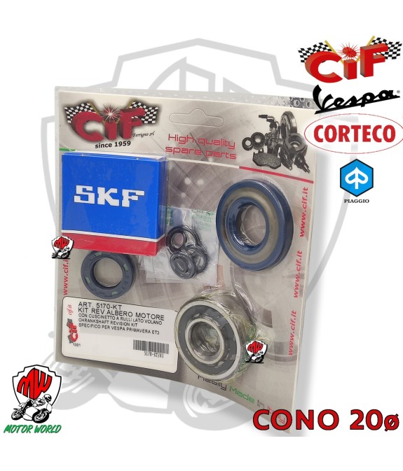 KIT REVISIONE CUSCINETTI PARAOLI O RING BANCO ALBERO MOTORE VESPA PK 50 125 XL