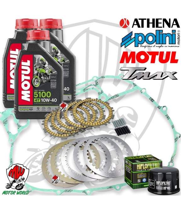 KIT FRIZIONE POLINI GUARNIZIONE MOTUL 5100 10W40 FILTRO YAMAHA T-MAX 500 2001/11