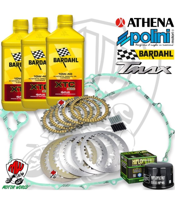 KIT FRIZIONE POLINI GUARNIZIONE OLIO BARDAHL XTC FILTRO YAMAHA T-MAX 500 2001/11
