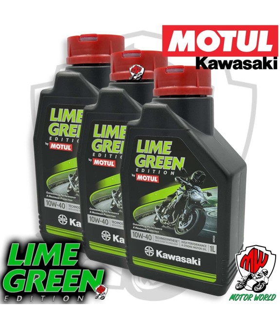 3 Litri OLIO MOTORE MOTUL KAWASAKI LIME GREEN 10W40 SPECIFICO TUTTI I MODELLI