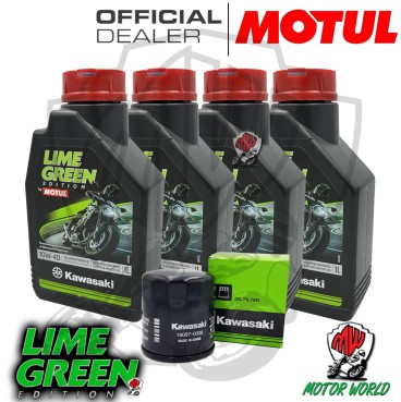 KIT TAGLIANDO 4 LITRI OLIO MOTUL LIME GREEN 10W40 KAWASAKI
