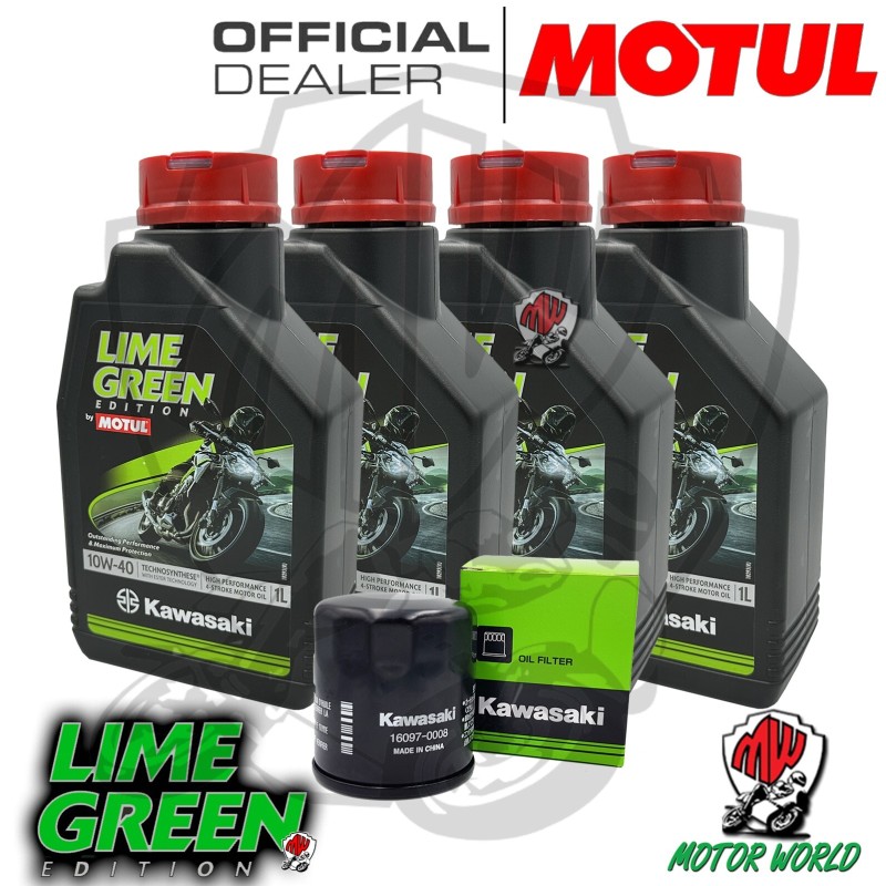 KIT TAGLIANDO 4 LITRI OLIO MOTUL LIME GREEN 10W40 KAWASAKI