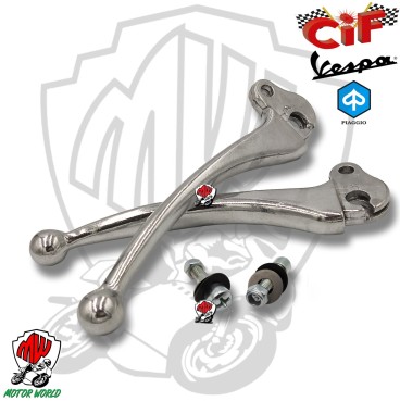 COPPIA LEVE CROMATE FRENO FRIZIONE VESPA PX 125 150 200 ARCOBALENO