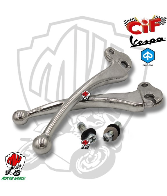 COPPIA LEVE CROMATE FRENO FRIZIONE VESPA PX 125 150 200 ARCOBALENO