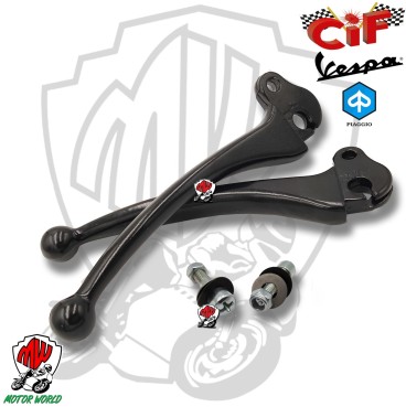 COPPIA LEVE FRENO FRIZIONE NERE + 2 VITI Vespa PX 125 150 200 PE Arcobaleno