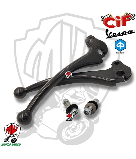COPPIA LEVE FRENO FRIZIONE NERE + 2 VITI Vespa PX 125 150 200 PE Arcobaleno