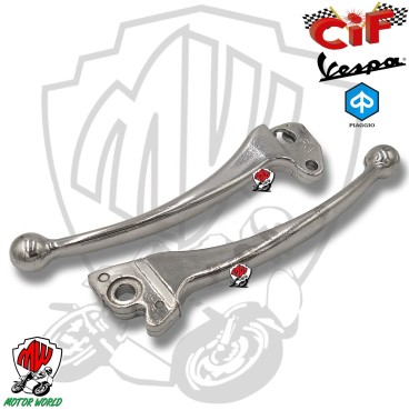 COPPIA LEVE CROMATE FRENO FRIZIONE VESPA PX 125 150 200 FRENO DISCO