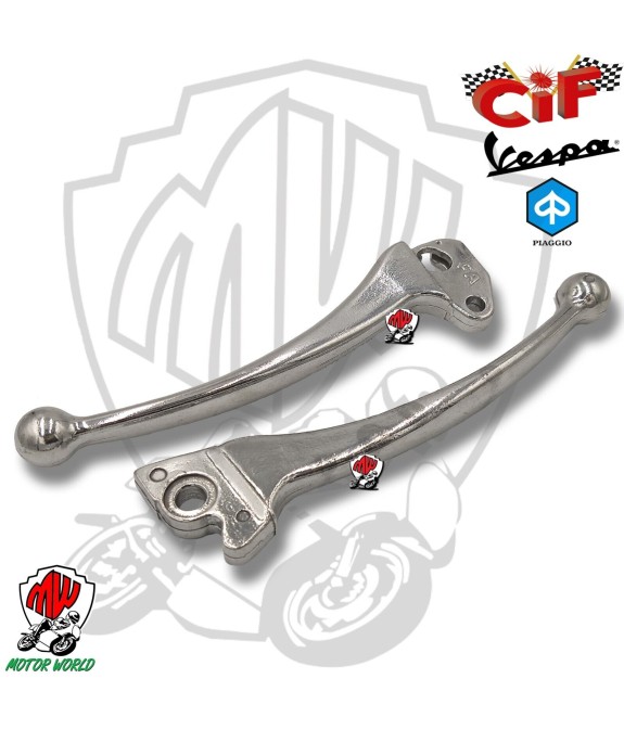 COPPIA LEVE CROMATE FRENO FRIZIONE VESPA PX 125 150 200 FRENO DISCO
