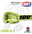 OCCHIALI OCCHIALINI DA CROSS ENDURO GIALLO FLUO 100% STRATA 2 LENTE TRASPARENTE