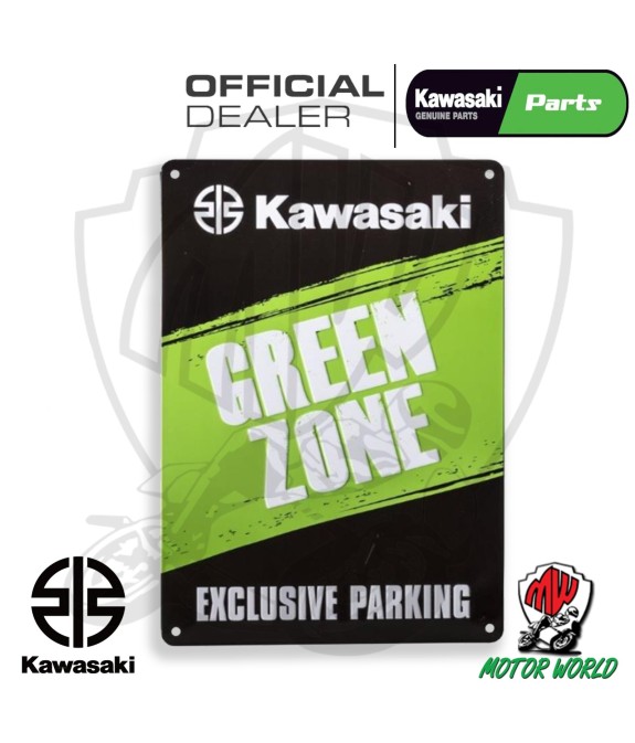 CARTELLO KAWASAKI GREEN ZONE in metallo - formato A4 - prodotto originale