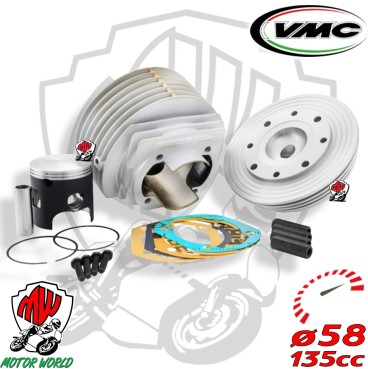 CILINDRO GRUPPO TERMICO ALLUMINIO VMC ET6 135cc Ø58mm CORSA 51 APE VESPA 50 cc
