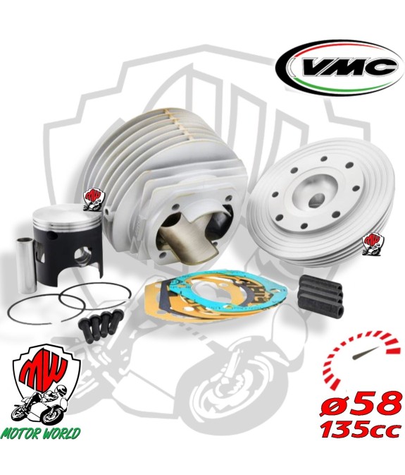 CILINDRO GRUPPO TERMICO ALLUMINIO VMC ET6 135cc Ø58mm CORSA 51 APE VESPA 50 cc