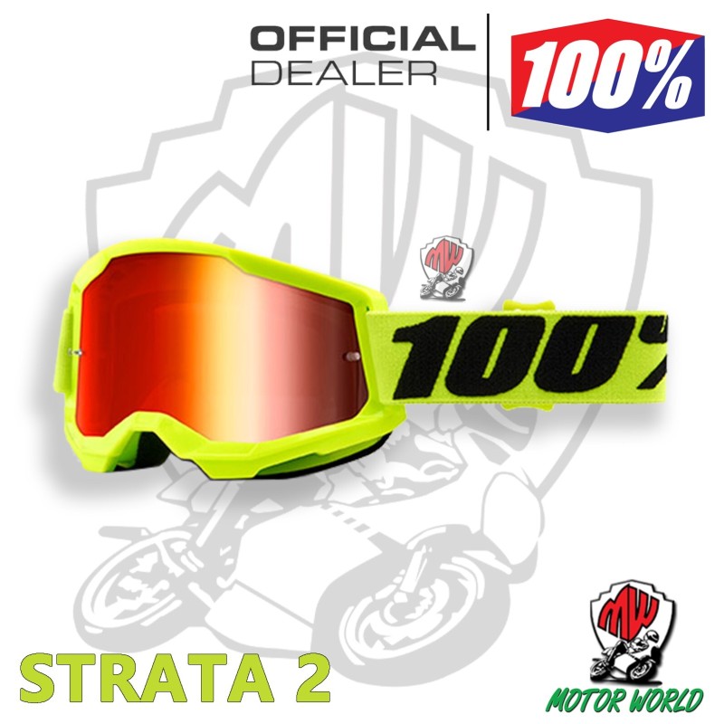 MASCHERINA OCCHIALI MASCHERA DA CROSS ENDURO 100% STRATA 2 YELLOW SPECCHIATI