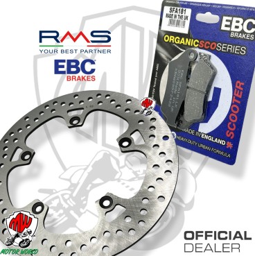 KIT DISCO ANTERIORE RMS + PASTIGLIE EBC ORGANICHE YAMAHA X-MAX 125 20082009
