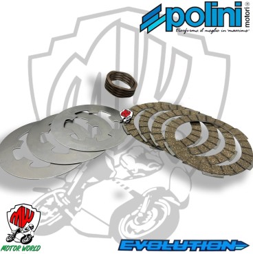 Dischi frizione POLINI EVOLUTION - 4 dischi + molla Wave - Vespa Smallframe