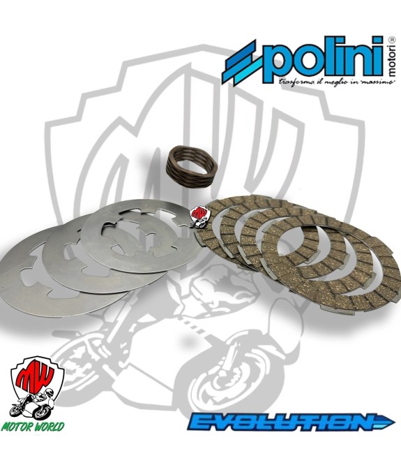 Dischi frizione POLINI EVOLUTION - 4 dischi + molla Wave - Vespa Smallframe