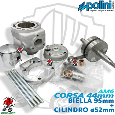 MAXI KIT POLINI D.52 PER AM6 94CC CORSA 44 CILINDRO + ALBERO SPALLE PIENE