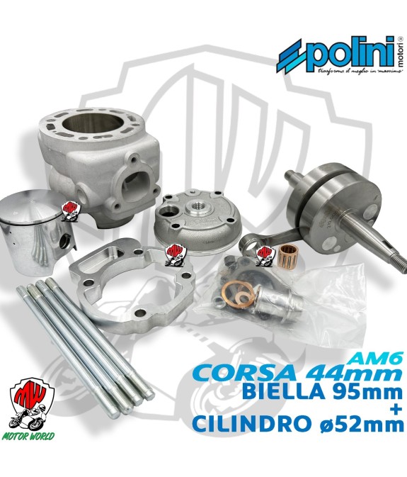 MAXI KIT POLINI D.52 PER AM6 94CC CORSA 44 CILINDRO + ALBERO SPALLE PIENE