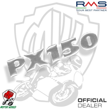 TARGHETTA ADESIVA LATERALE VESPA PX 150 RESINATA CROMATA PER PX 150