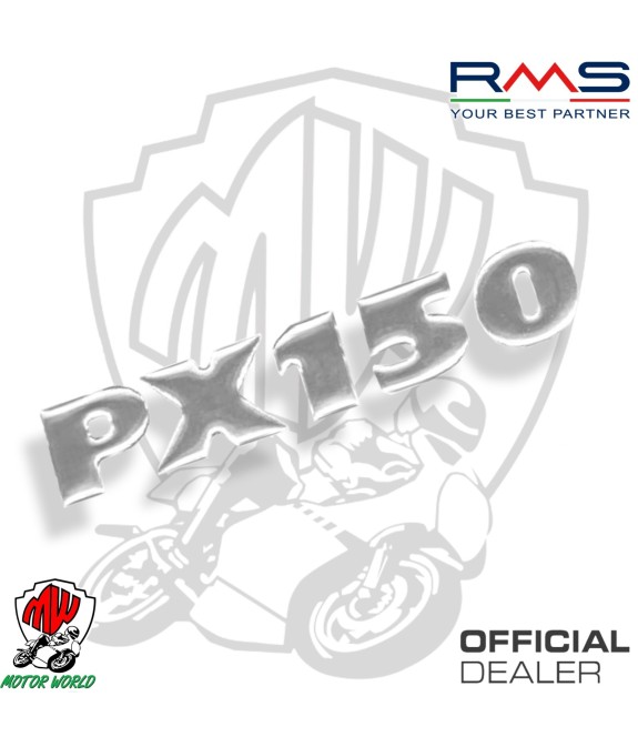 TARGHETTA ADESIVA LATERALE VESPA PX 150 RESINATA CROMATA PER PX 150