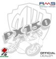 TARGHETTA ADESIVA LATERALE VESPA PX 150 RESINATA CROMATA PER PX 150