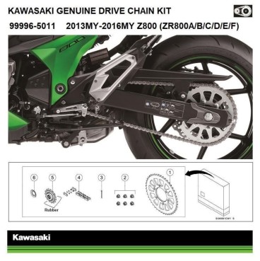 KIT TRASMISSIONE CATENA CORONA PIGNONE ORIGINALE KAWASAKI Z800 2015 2016