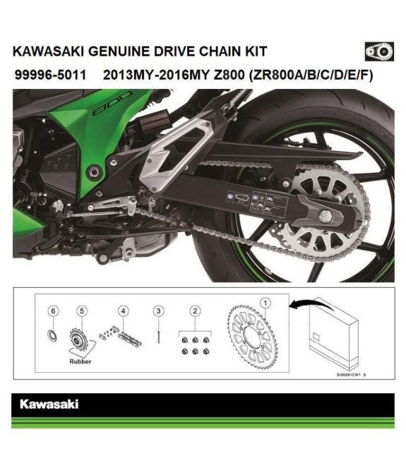 KIT TRASMISSIONE CATENA CORONA PIGNONE ORIGINALE KAWASAKI Z800 2015 2016
