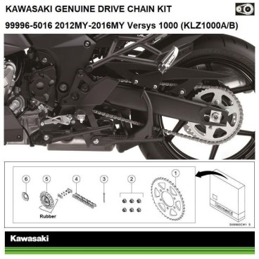 KIT TRASMISSIONE CATENA CORONA PIGNONE ORIGINALE KAWASAKI VERSYS 1000 2016