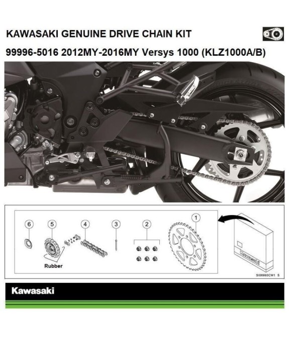 KIT TRASMISSIONE CATENA CORONA PIGNONE ORIGINALE KAWASAKI VERSYS 1000 2016