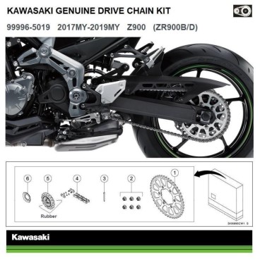 KIT TRASMISSIONE CATENA CORONA PIGNONE ORIGINALE KAWASAKI Z 900 2023