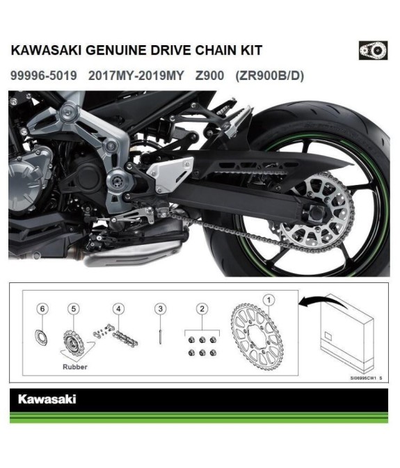 KIT TRASMISSIONE CATENA CORONA PIGNONE ORIGINALE KAWASAKI Z 900 2023