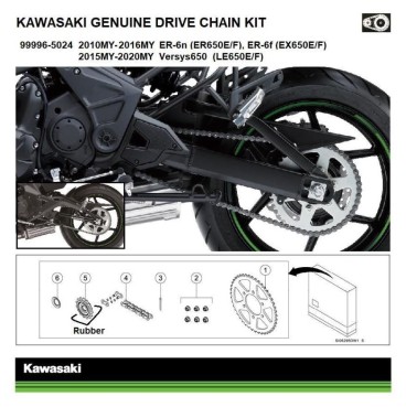 KIT TRASMISSIONE CATENA CORONA PIGNONE ORIGINALE KAWASAKI ER-6N/F 2016