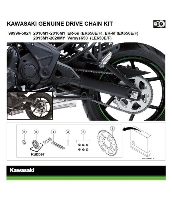 KIT TRASMISSIONE CATENA CORONA PIGNONE ORIGINALE KAWASAKI ER-6N/F 2016