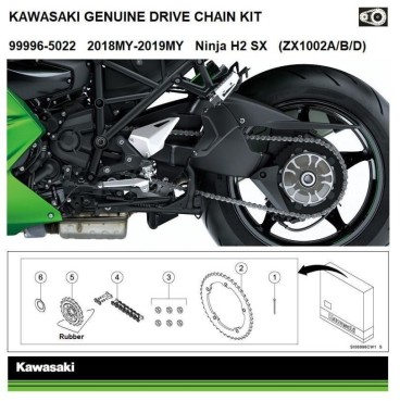 KIT TRASMISSIONE CATENA CORONA PIGNONE ORIGINALE KAWASAKI Ninja H2 SX 2022 2023