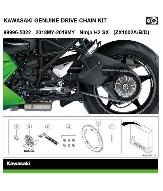 KIT TRASMISSIONE CATENA CORONA PIGNONE ORIGINALE KAWASAKI Ninja H2 SX 2022 2023