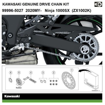 KIT TRASMISSIONE CATENA CORONA PIGNONE ORIGINALE KAWASAKI Ninja 1000SX 2022 2023