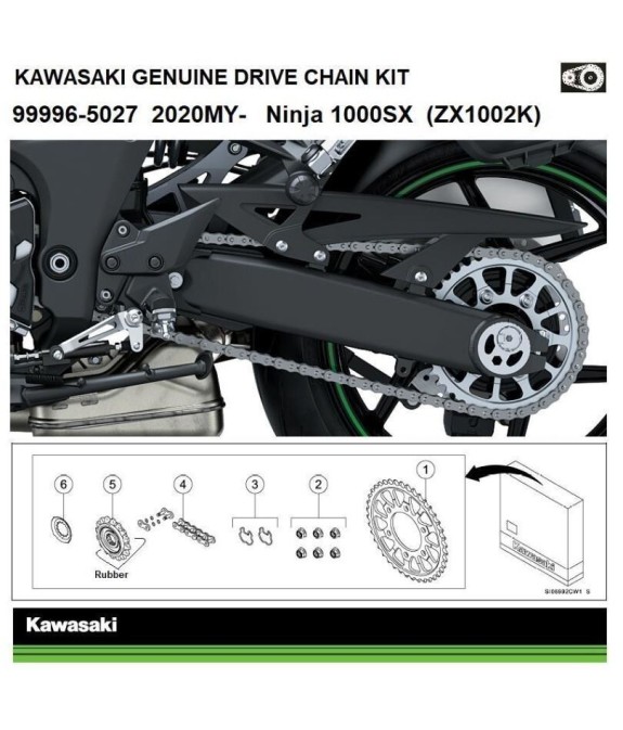 KIT TRASMISSIONE CATENA CORONA PIGNONE ORIGINALE KAWASAKI Ninja 1000SX 2022 2023