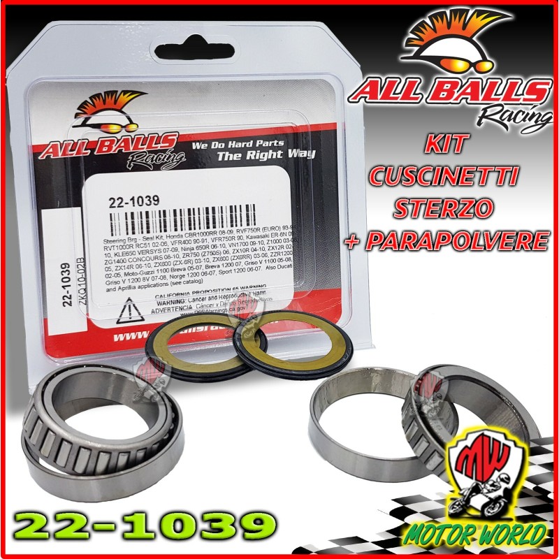 22-1039 KIT CUSCINETTI DI STERZO ALL BALLS KAWASAKI ER-6N 650 2009 2010 2011